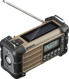 Sangean MMR-99 FM, AM en Bluetooth nood radio met zonnepaneel en dynamo, Desert Tan