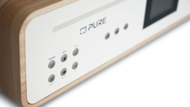 Pure Classic Stereo systeem met internetradio, Spotify, DAB+, FM, CD, USB en Bluetooth Home Wood Edition alles-in-1 stereo muzieksysteem met CD, DAB+, internetradio, Spotify en Bluetooth, White Oak