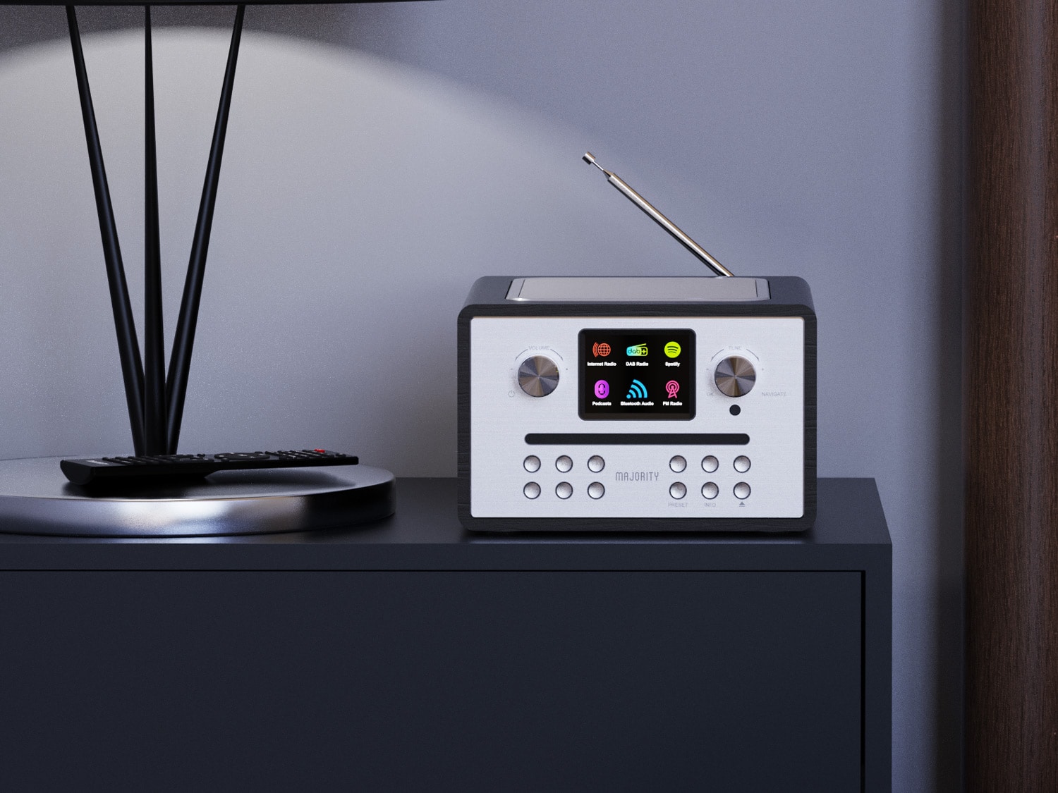 Majority Audio Homerton 2 radio met internetradio, DAB+, FM,  CD, USB, Spotify en Bluetooth, zwart