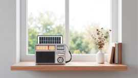 Krüger & Matz KM0831 portable FM, MW, KW radio met Bluetooth ontvangst, USB en SD, met zonnepaneel