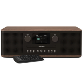 Pure Classic C-D6 stereo digitale DAB+ en FM radio met CD en Bluetooth, Zwart Walnoot