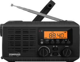 POWERplus OX opwindbare AM / FM scan (nood) radio, zaklamp, klok, wekker met zonnepaneel