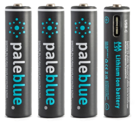 Pale Blue AAA oplaadbare batterijen, Li-Ion 900 mAh, set van 4