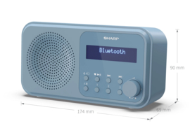 Sharp DR-P420 BL draagbare DAB+ en FM radio met Bluetooth en alarmfunctie, staal blauw