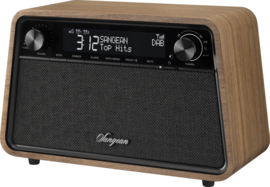 Sangean WR-201D high end houten FM en DAB+ tafel radio met Bluetooth en goede klank, vintage walnoot