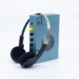 We Are Rewind Kurt draagbare oplaadbare stereo cassette speler INCLUSIEF draadloze retro hoofdtelefoon, blauw