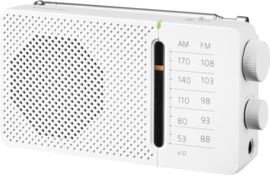 Sangean Pocket 110 (SR-36) budget AM en FM radio met ingebouwde luidspreker, wit