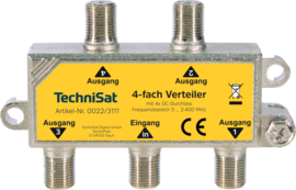 Antenne splitser / 4 weg verdeler met F connectoren