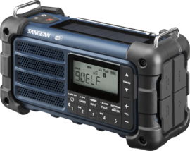 Sangean MMR-99DAB FM, DAB+ en Bluetooth nood radio met zonnepaneel en dynamo, Ocean Blue