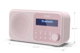 Sharp DR-P420 BL draagbare DAB+ en FM radio met Bluetooth en alarmfunctie, roze