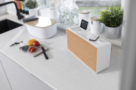 Pure Evoke Home Wood Edition alles-in-1 stereo muzieksysteem met CD, DAB+, internetradio, Spotify en Bluetooth, Cotton White - Cherry Wood Grill