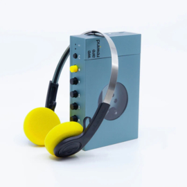 We Are Rewind Kurt draagbare oplaadbare stereo cassette speler INCLUSIEF draadloze retro hoofdtelefoon, blauw