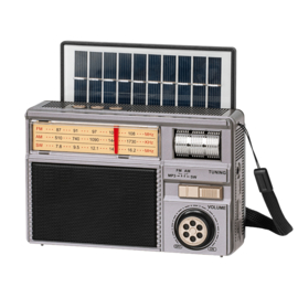 Krüger & Matz KM0831 portable FM, MW, KW radio met Bluetooth ontvangst, USB en SD, met zonnepaneel
