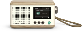 Pure Classic Mini digitale DAB+ en FM oplaadbare radio met Bluetooth, Wit Eiken