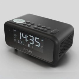 Pure Sleep digitale stereo DAB+ en FM wekker klok radio met Bluetooth, zwart