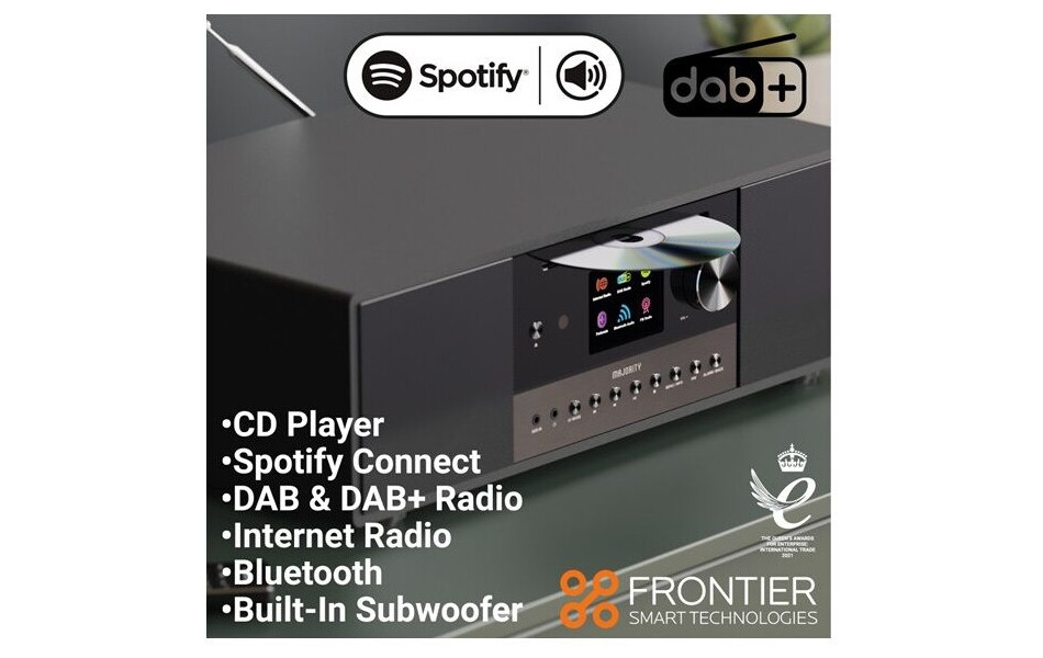 Majority Audio Quadriga stereo alles-in-1 radio met internetradio, DAB+, FM, CD, USB, Spotify en Bluetooth