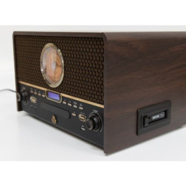 GPO ChestertonDAB stereo retro FM en DAB+ radio met Bluetooth, CD, platenspeler en cassettedeck