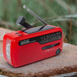 Muse MH-07 RED opwindbare AM / FM / SW radio met zonnepaneel, rood
