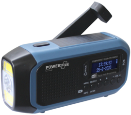 POWERPlus Hyena DAB+ en FM nood radio met alarm, lamp en zonnepaneel en opwindhendel