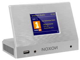 Noxon A120+ audio set top box voor stereo installaties met internetradio, DAB+, FM, USB, Bluetooth en Spotify, zilver