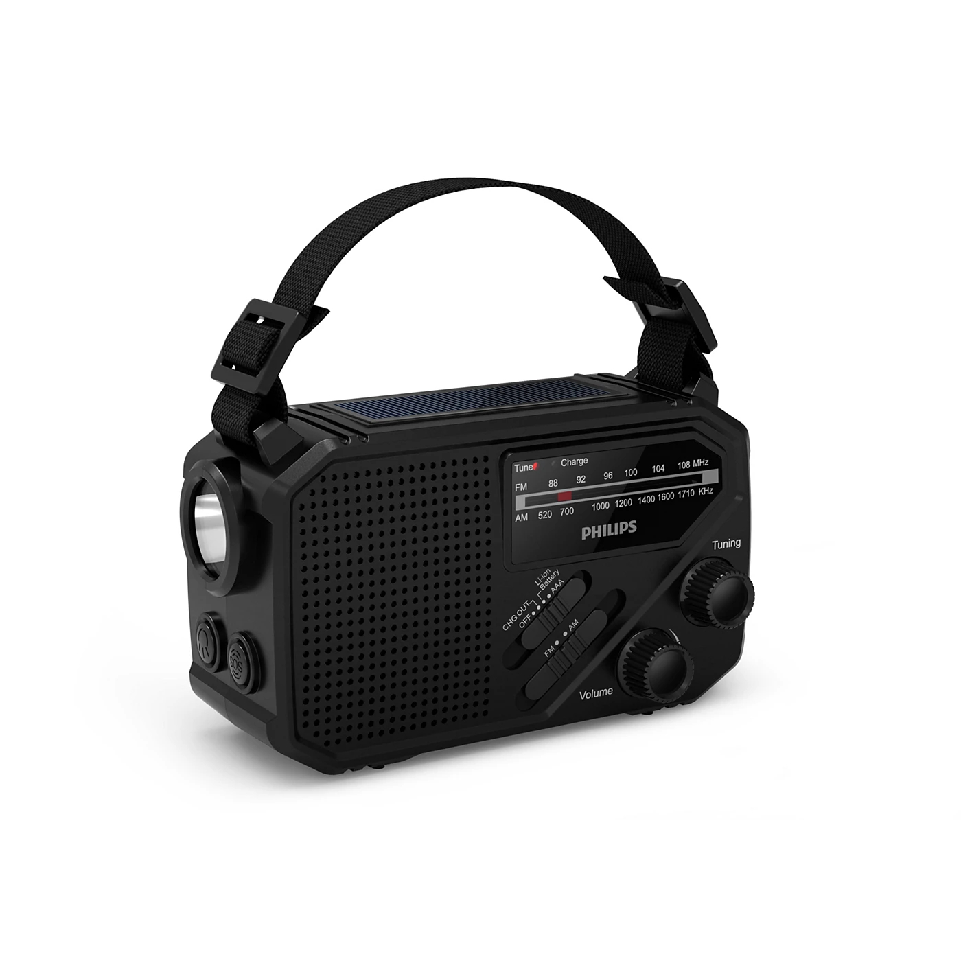Philips TAR1609 nood radio en lamp met AM en FM, zonnepaneel en zwengel