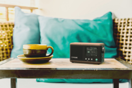 Pure Classic Mini digitale DAB+ en FM oplaadbare radio met Bluetooth, Zwart Walnoot