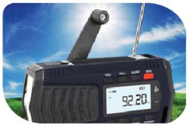 POWERplus MAKI opwindbare AM / FM scan (nood) radio, zaklamp, klok, wekker met zonnepaneel