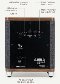 Ruark Audio RS1 subwoofer met ingebouwde versterker, Rich Walnut - Slate Grey