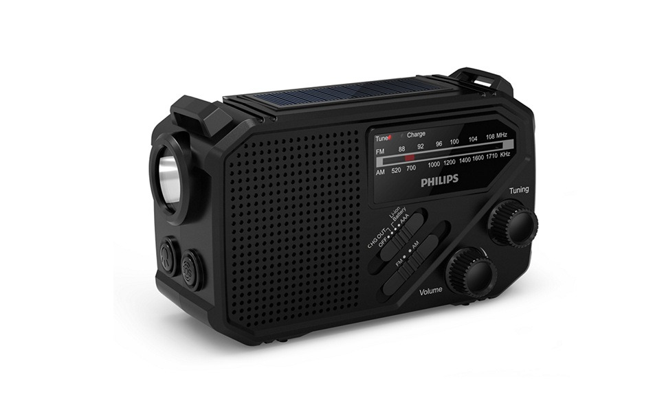 Philips TAR1609 nood radio en lamp met AM en FM, zonnepaneel en zwengel