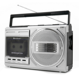 Soundmaster RR20 SI old skool radio cassette speler met FM, middengolf MW, kortegolf SW, Bluetooth en USB