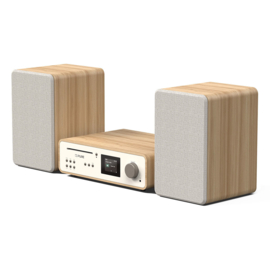 Pure Classic Stereo systeem met internetradio, Spotify, DAB+, FM, CD, USB en Bluetooth Home Wood Edition alles-in-1 stereo muzieksysteem met CD, DAB+, internetradio, Spotify en Bluetooth, White Oak