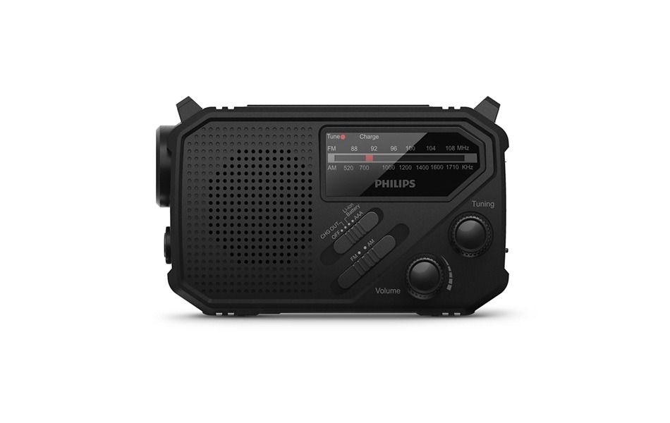 Philips TAR1609 nood radio en lamp met AM en FM, zonnepaneel en zwengel