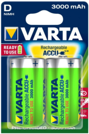 Oplaadbare Type D batterijen, VARTA, set van 2