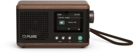 Pure Classic Mini digitale DAB+ en FM oplaadbare radio met Bluetooth, Zwart Walnoot