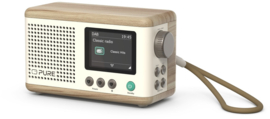 Pure Classic Mini digitale DAB+ en FM oplaadbare radio met Bluetooth, Wit Eiken