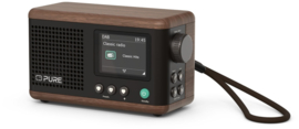 Pure Classic Mini digitale DAB+ en FM oplaadbare radio met Bluetooth, Zwart Walnoot