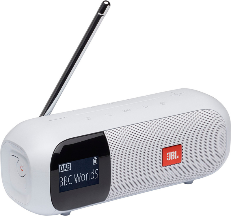 Aanbod Drank Ijver JBL Tuner 2 oplaadbare Bluetooth luidspreker met DAB+ en FM radio, wit (USB  netspanningsvoeding: Zonder USB voeding) | JBL | De Radiowinkel