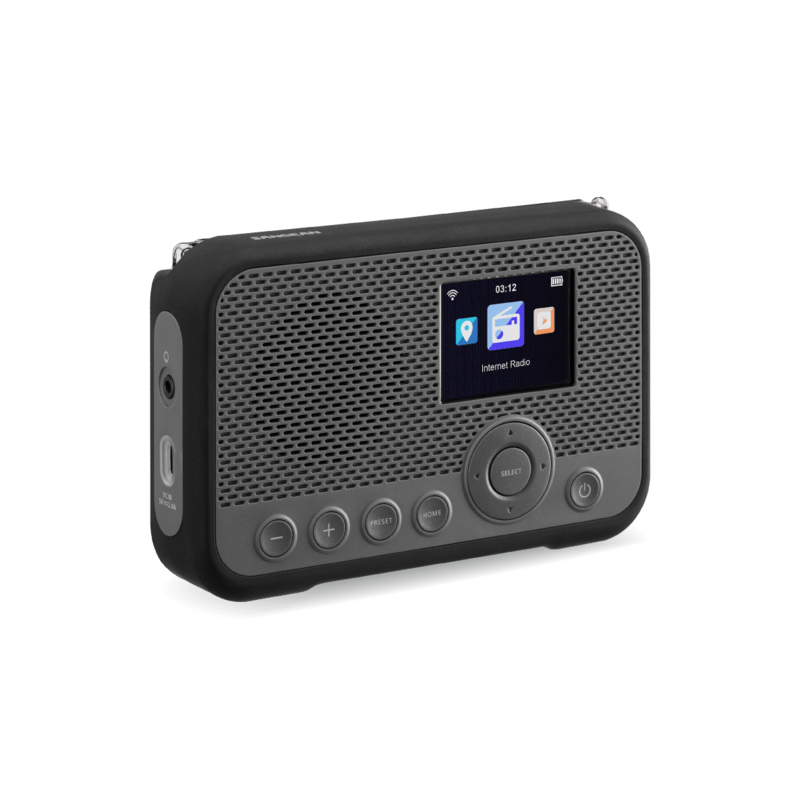 Sangean WFR-39 compacte oplaadbare radio met internet, Spotify Connect, DAB+, FM en audiostreaming,  grijs - zwart