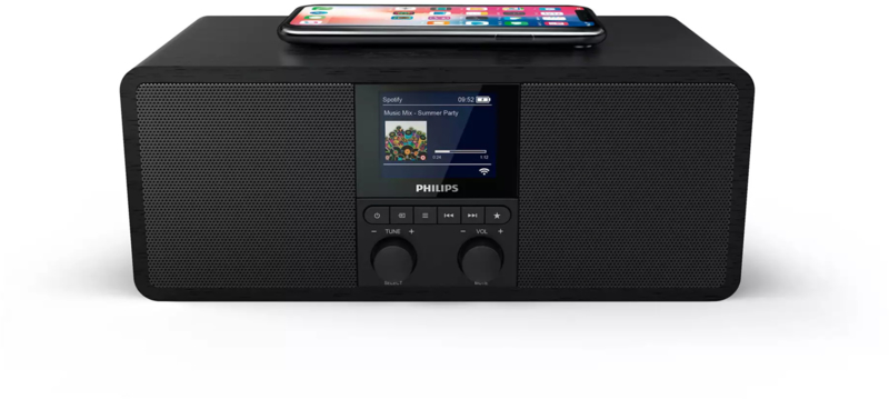 landen spreker Me Philips TAR8805/12 stereo digitale radio met wifi internet, DAB+, FM,  Bluetooth, Spotify, USB en Qi charging | Philips | De Radiowinkel