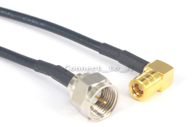 F connector male naar SMB female haaks - pigtail 20 cm