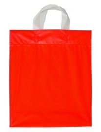 Kunststof draagtas met lus handgreep formaat 30x35+5cm, rood, verpakt per 500 stuks.