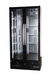 Horeca koelkast zwart met 2 glasdeuren