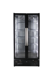 Horeca koelkast zwart met 2 glasdeuren