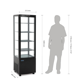 Koelvitrine met gebogen glasdeur Zwart - 235ltr