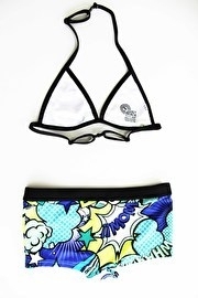 001 Just beach bikini panama Cartoon Blue