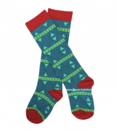 Zee en Zo sokken lang groen/rood  maat 104