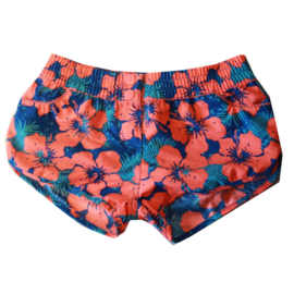 02 Far Out short 900049 bloemenprint  oranje blauw