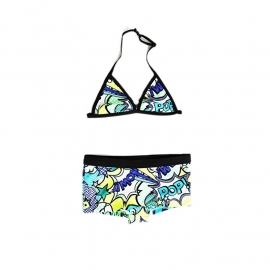 001 Just beach bikini panama Cartoon Blue