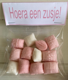 ZAKJE MET FRUITSMAAK KUSSENTJES EN LABEL