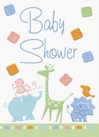 8 BABYSHOWER UITNODIGINGEN DIEREN  OP=OP